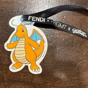 Fendi x FRGMT x Pokémon Dragonite Tag in Orange and Blue
